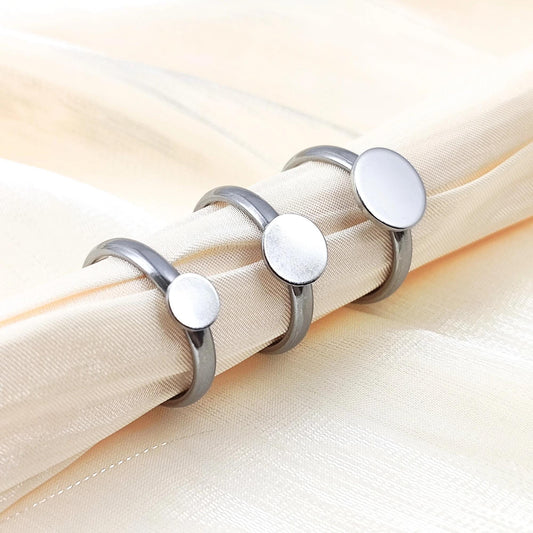 Stainless Steel Bezel Ring Blanks, 6-10mm Flat Round, DIY Jewelry Findings