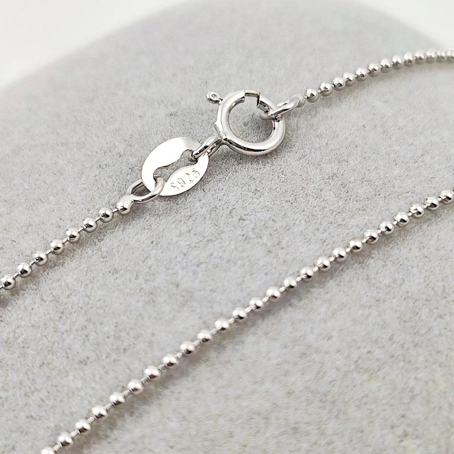 Solid 925 Sterling Silver Ball Chain Necklace for Pendants, Hypoallergenic Tarnish Resistant Ball Chain Wholesale DIY Jewelry Supplies