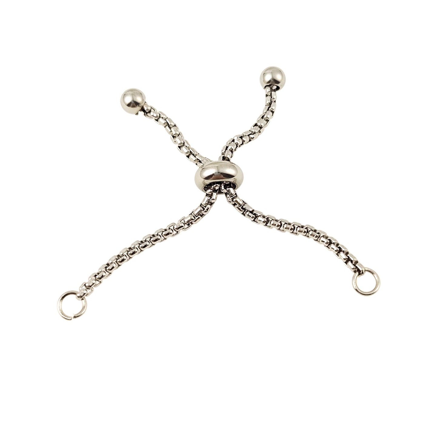 5cm Long 1.8mm Stainless Steel Adjustable Bolo Bracelet for Jewelry Making, Waterproof Slider Clasp Box Chain Blank Semi Finished Supplies