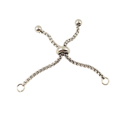 5cm Long 1.8mm Stainless Steel Adjustable Bolo Bracelet for Jewelry Making, Waterproof Slider Clasp Box Chain Blank Semi Finished Supplies