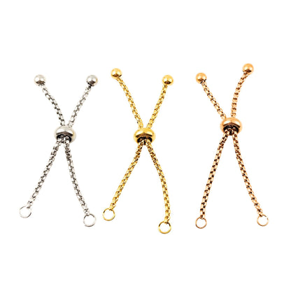 5cm Long 1.8mm Stainless Steel Adjustable Bolo Bracelet for Jewelry Making, Waterproof Slider Clasp Box Chain Blank Semi Finished Supplies