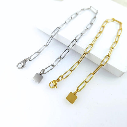 10pcs Stainless Steel Paperclip Chain Bracelet Wholesale, 20cm long Tarnish Resistant Dainty Chain for Jewelry Making