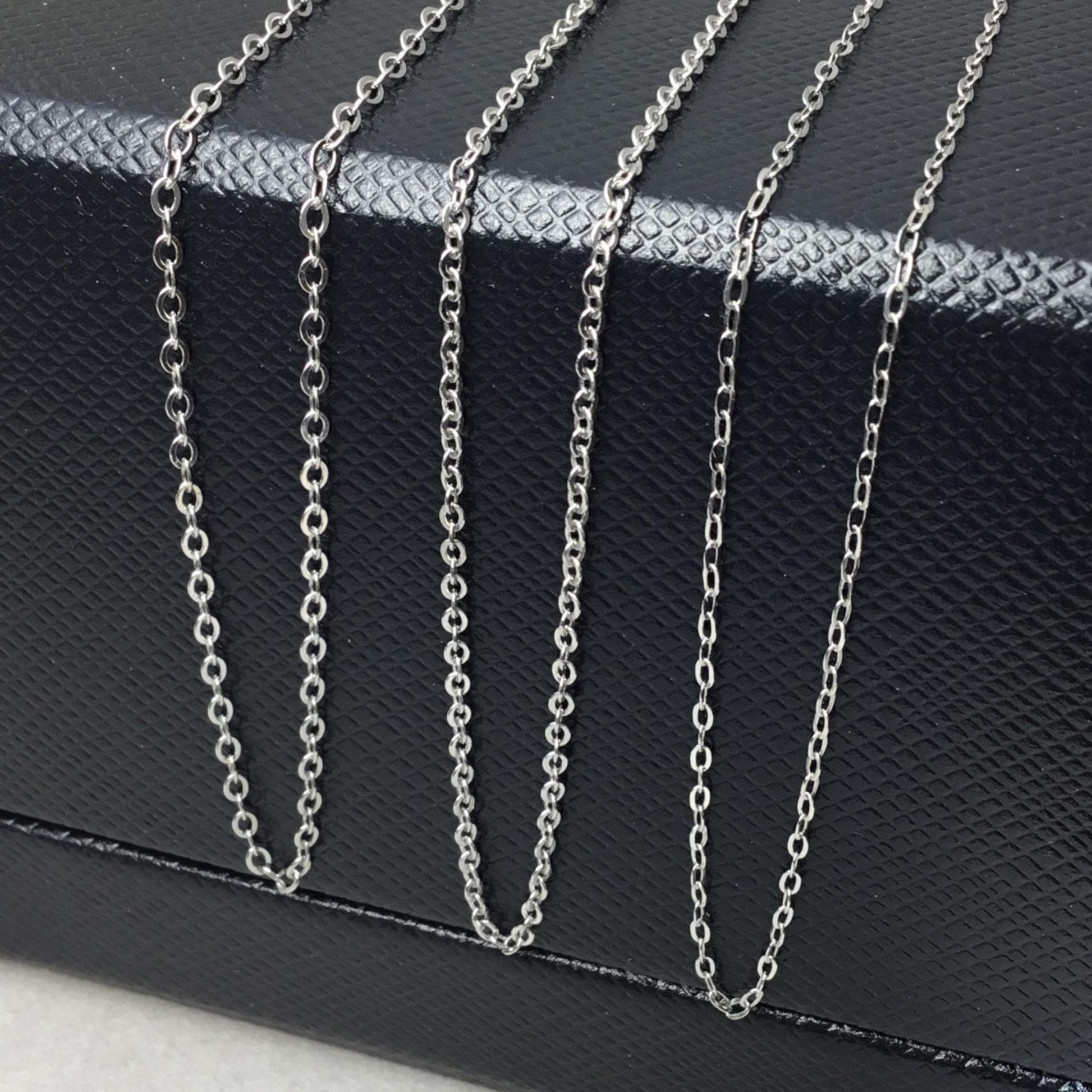 Solid 925 Sterling Silver Cable Chain Necklace for Pendants, Hypoallergenic Tarnish Resistant Cable Chain Wholesale DIY Jewelry Supplies