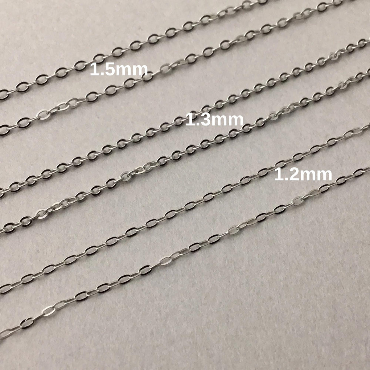 Solid 925 Sterling Silver Cable Chain Necklace for Pendants, Hypoallergenic Tarnish Resistant Cable Chain Wholesale DIY Jewelry Supplies