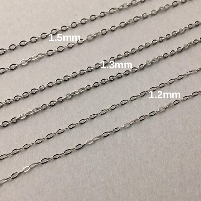 Solid 925 Sterling Silver Cable Chain Necklace for Pendants, Hypoallergenic Tarnish Resistant Cable Chain Wholesale DIY Jewelry Supplies