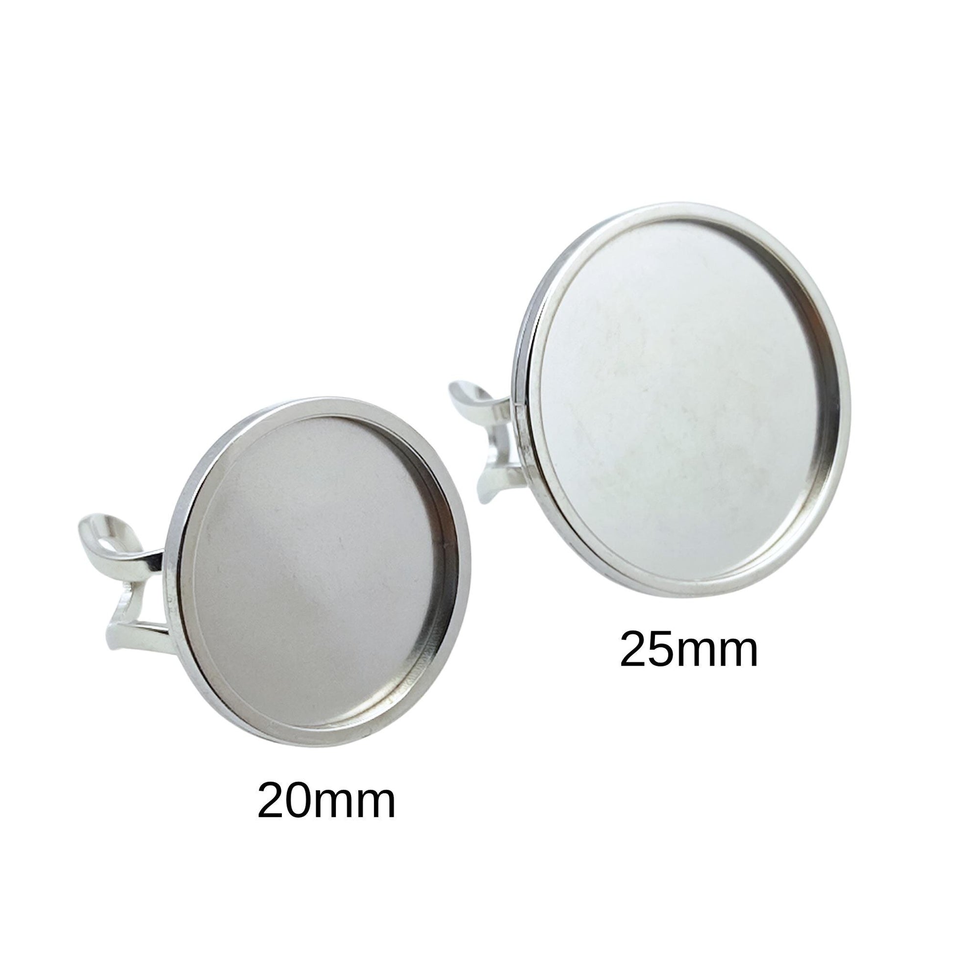 10pcs Stainless Steel 316L Round Thick Rim Ring Bezel Setting Blanks DIY Adjustable Finger Ring Base Cabochon Jewelry Findings 20mm / 25mm