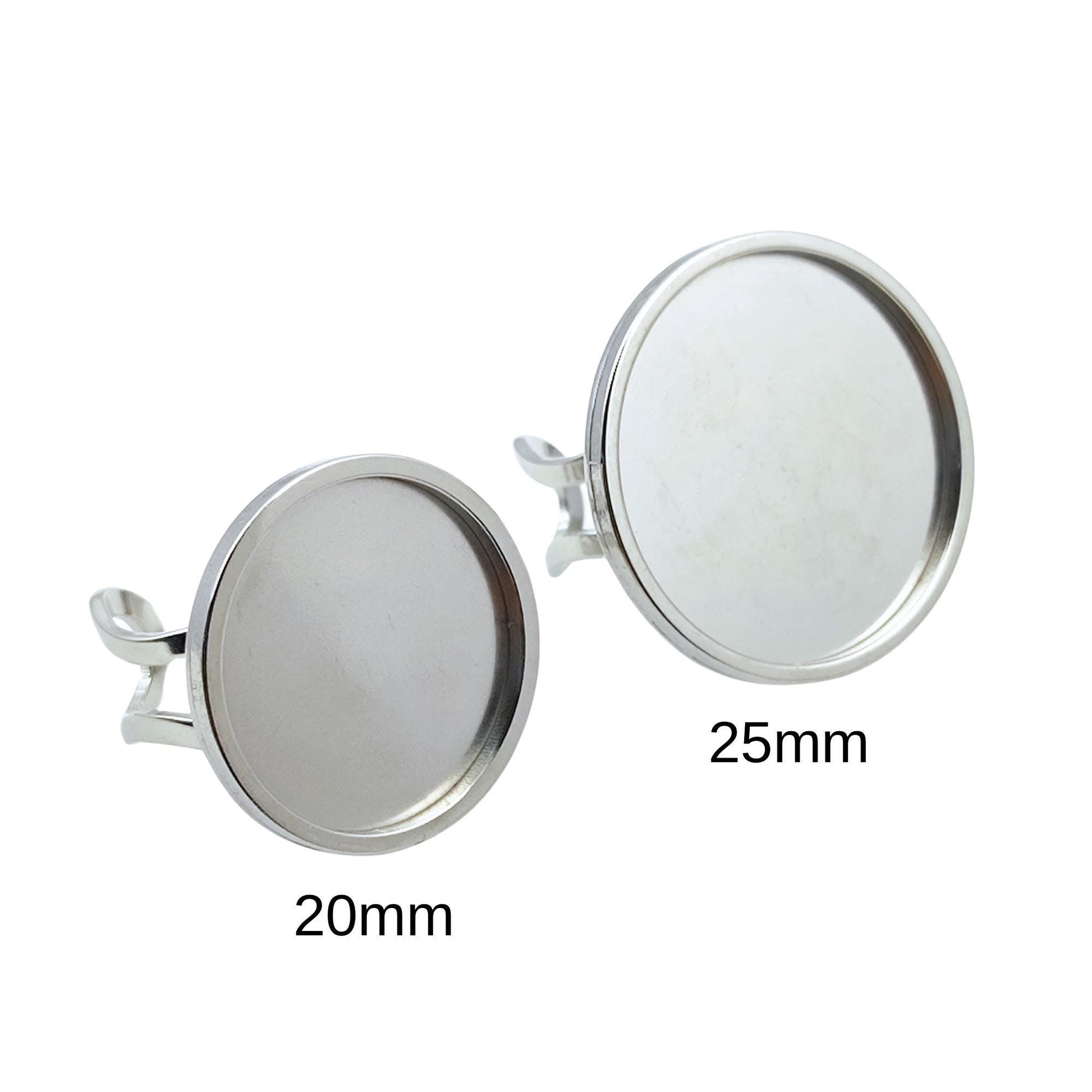 10pcs Stainless Steel 316L Round Thick Rim Ring Bezel Setting Blanks DIY Adjustable Finger Ring Base Cabochon Jewelry Findings 20mm / 25mm