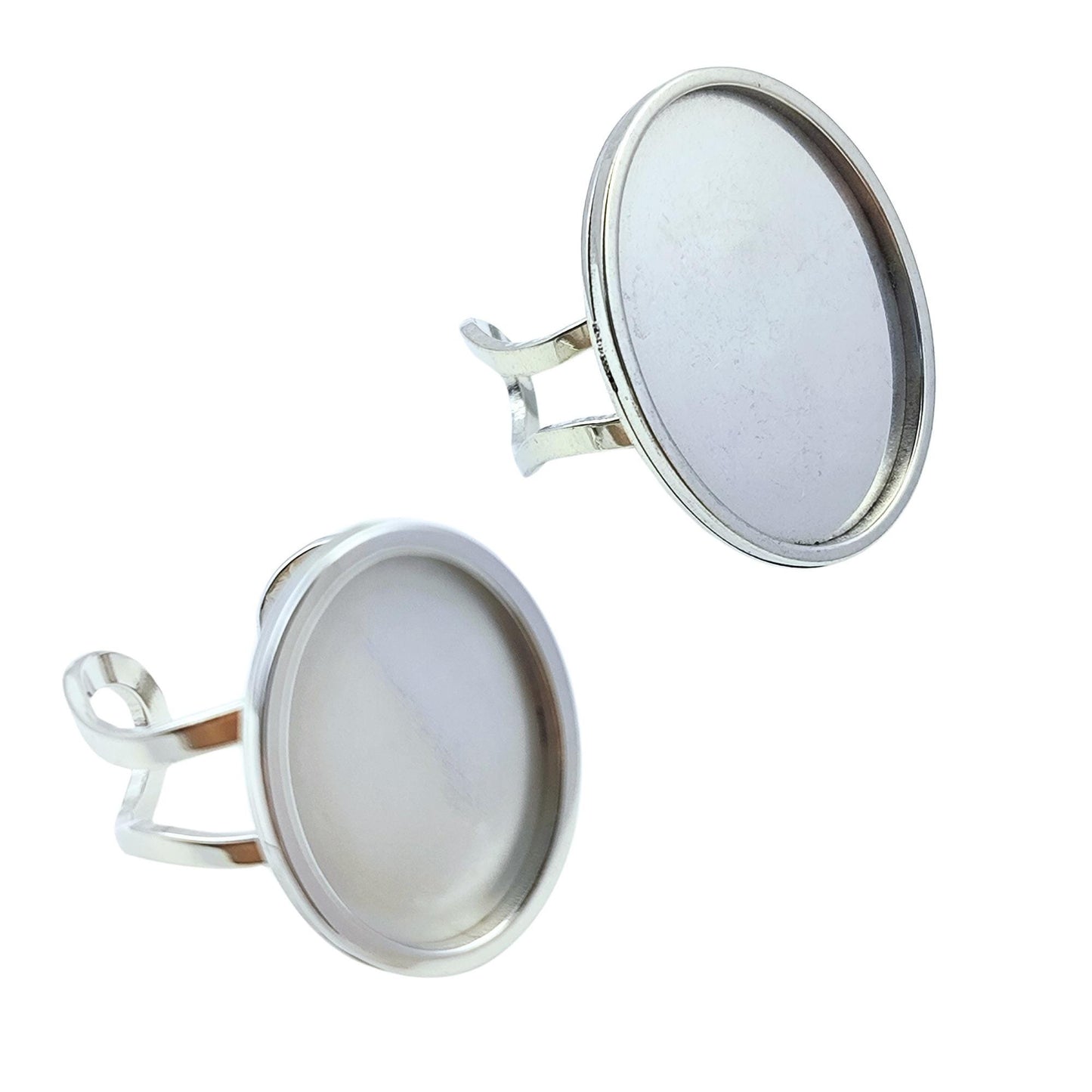 10pcs Stainless Steel Oval Thick Rim Ring Bezel Setting Blanks DIY Adjustable Finger Ring Base Cabochon Jewelry Findings 13x18mm/18x25mm