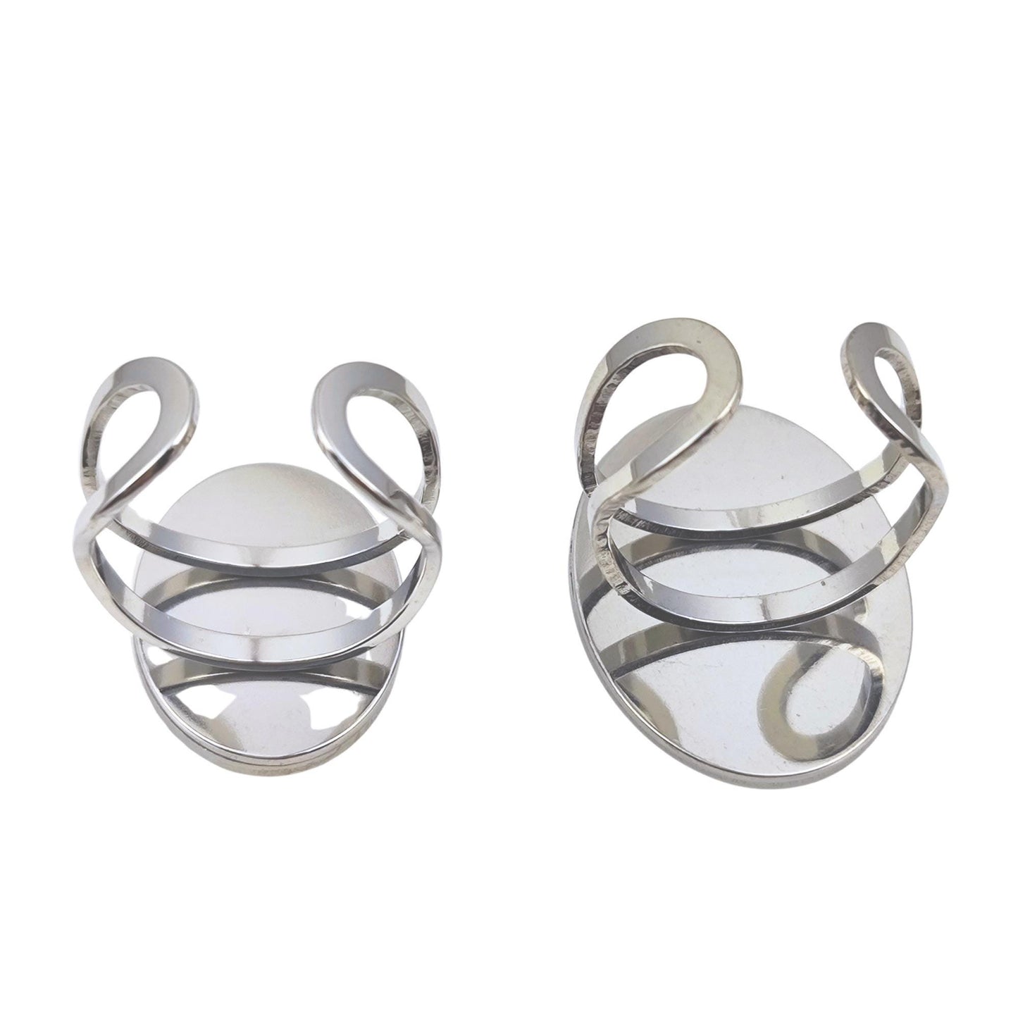 10pcs Stainless Steel Oval Thick Rim Ring Bezel Setting Blanks DIY Adjustable Finger Ring Base Cabochon Jewelry Findings 13x18mm/18x25mm