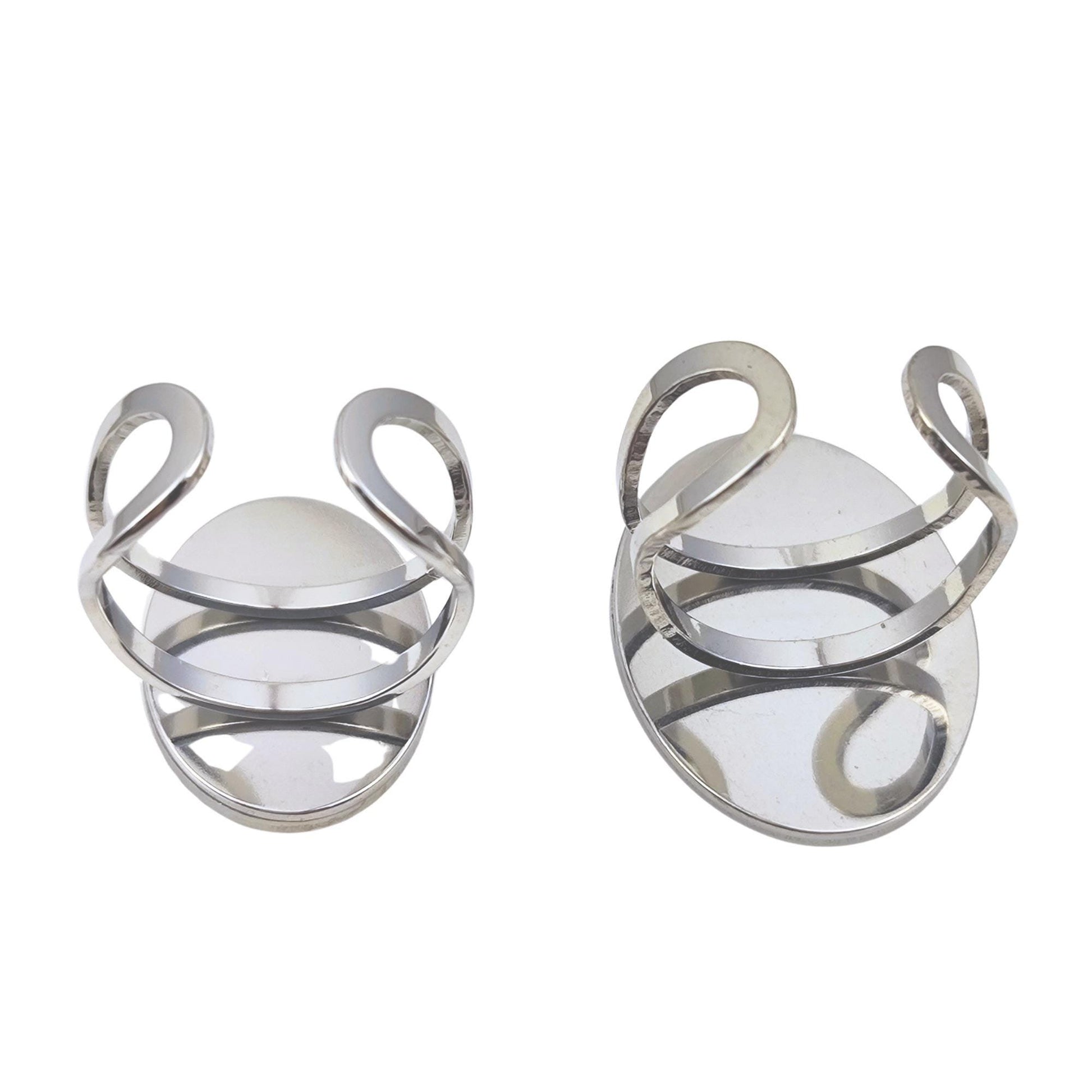 10pcs Stainless Steel Oval Thick Rim Ring Bezel Setting Blanks DIY Adjustable Finger Ring Base Cabochon Jewelry Findings 13x18mm/18x25mm