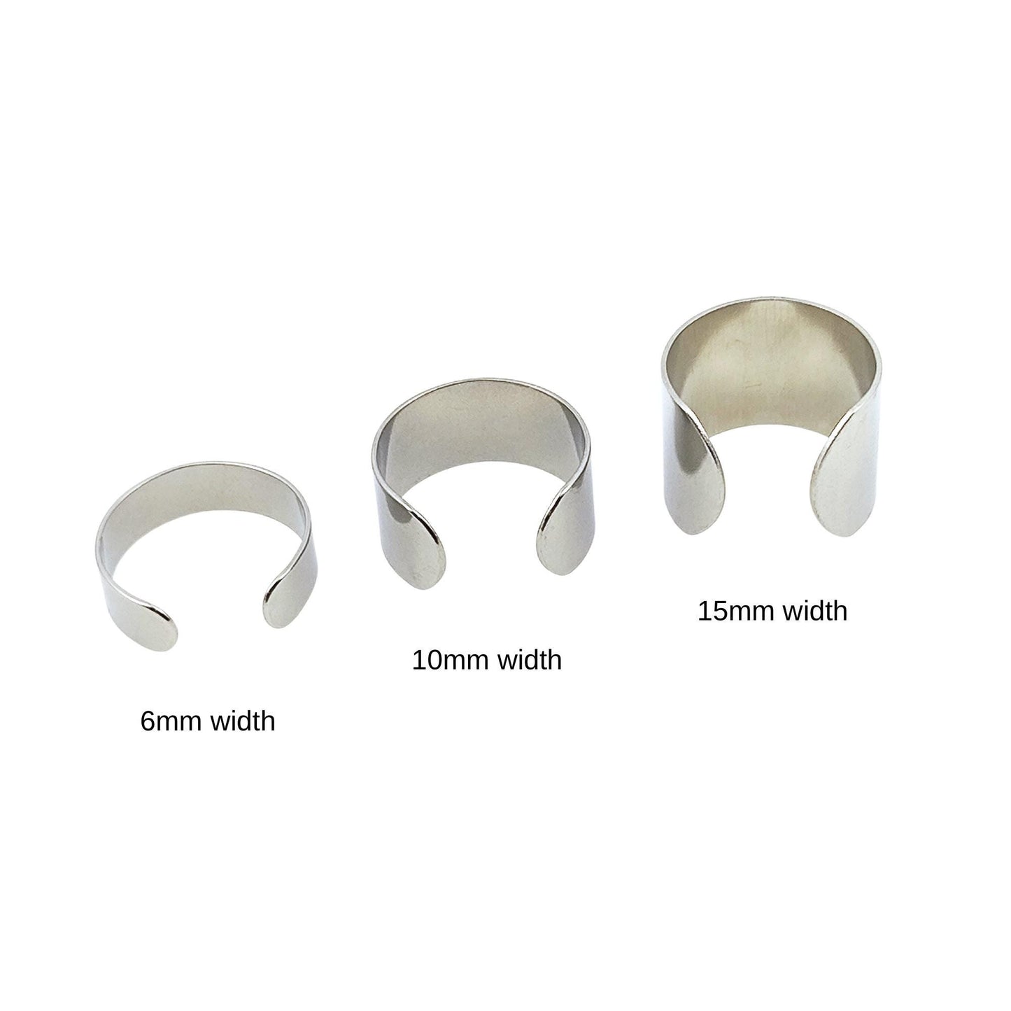 Stainless Steel Open C Ring Blanks, DIY Jewelry Findings (6mm/10mm/15mm)