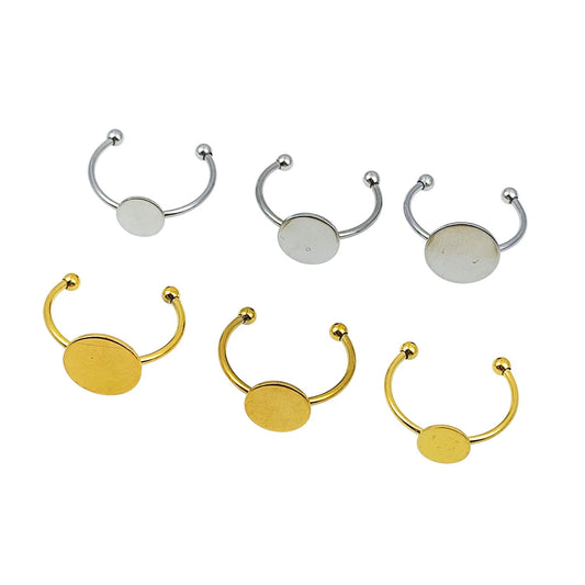 Stainless Steel DIY Finger Ring Blanks, 8-12mm Bezel Setting (10/30pcs)