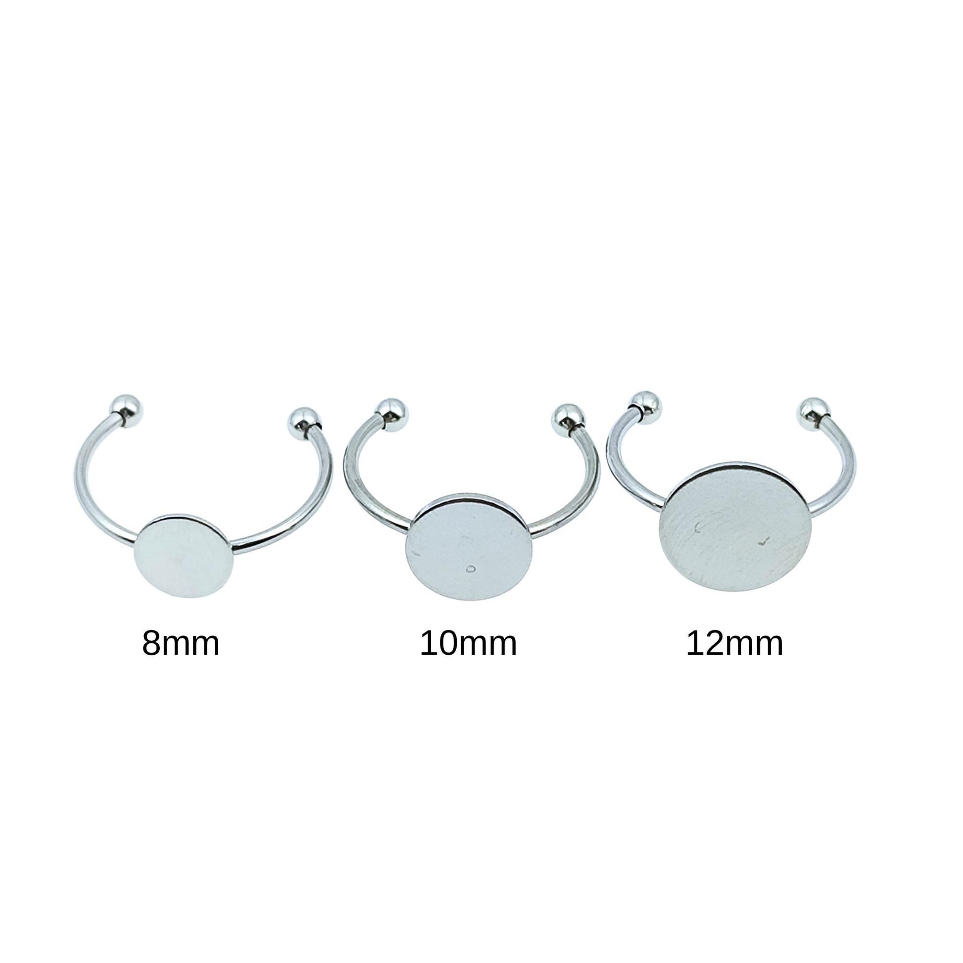 Stainless Steel DIY Finger Ring Blanks, 8-12mm Bezel Setting (10/30pcs)