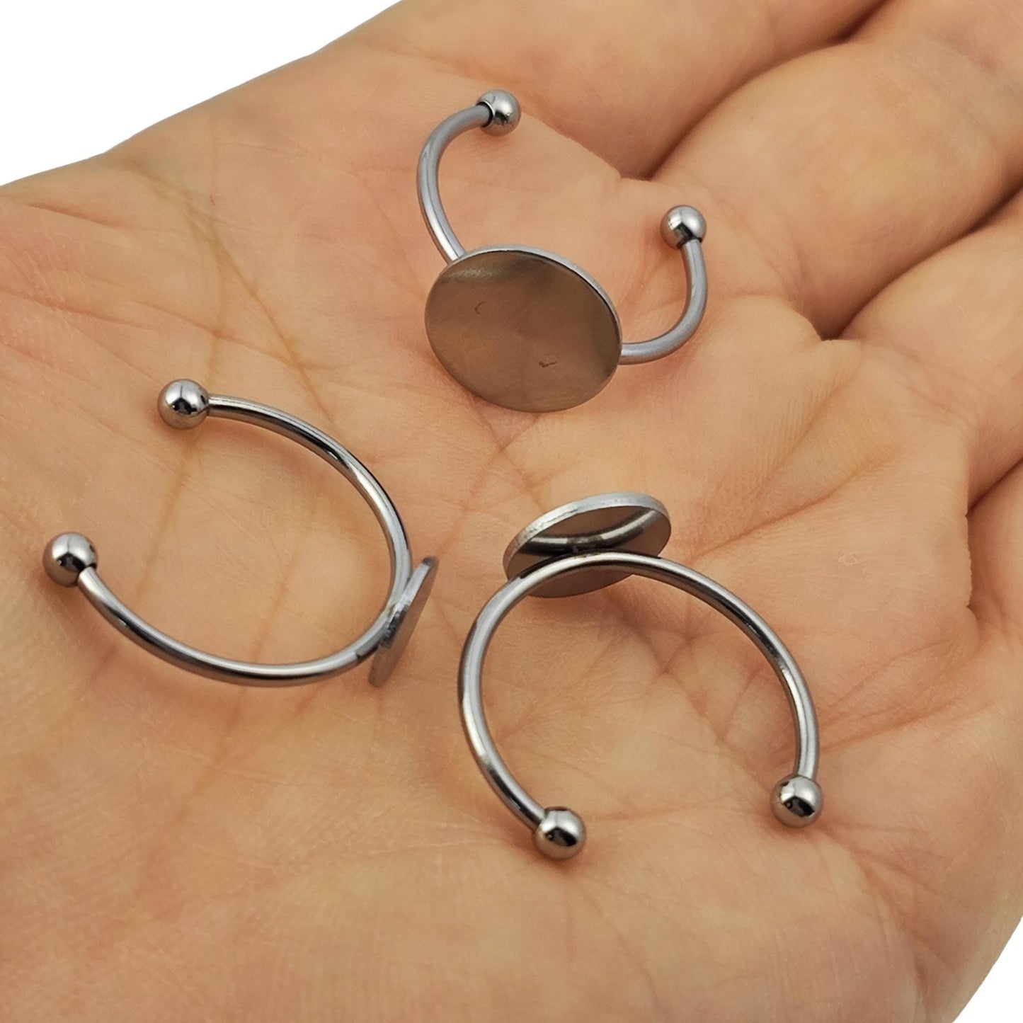 Stainless Steel DIY Finger Ring Blanks, 8-12mm Bezel Setting (10/30pcs)