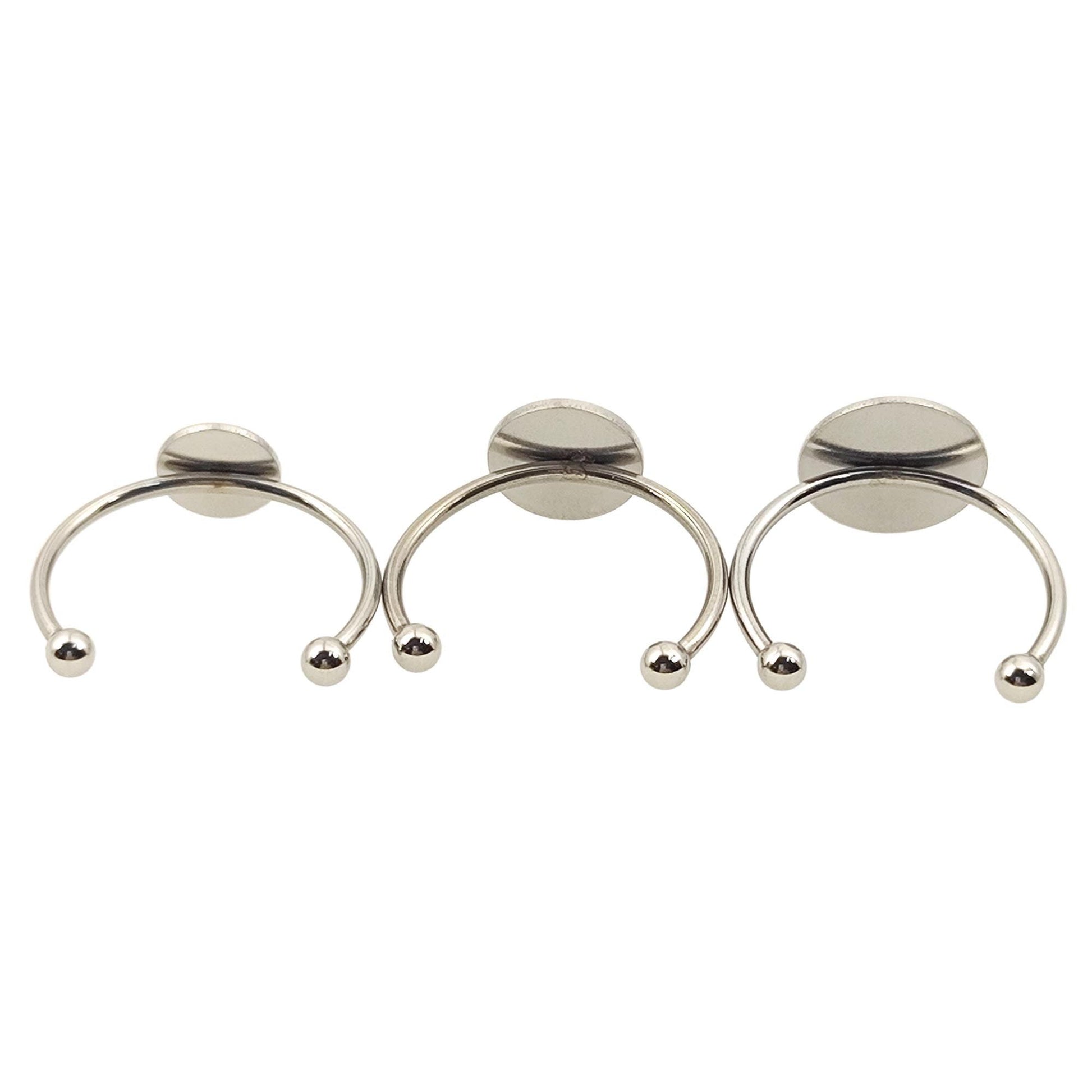Stainless Steel DIY Finger Ring Blanks, 8-12mm Bezel Setting (10/30pcs)