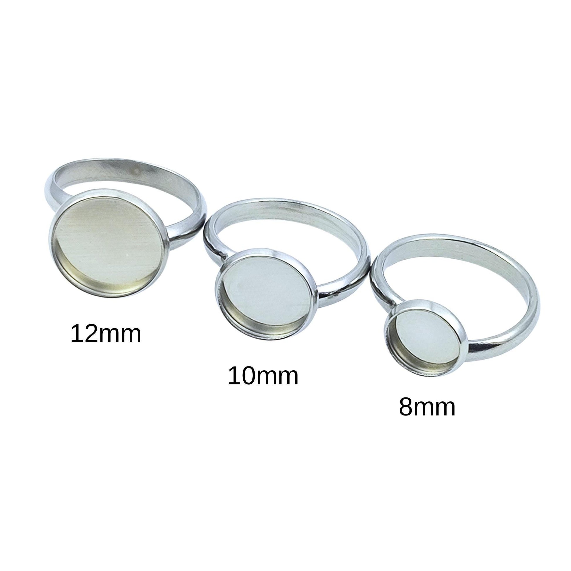 Stainless Steel Bezel Ring Blank, DIY Jewelry Findings (8mm to 12mm)