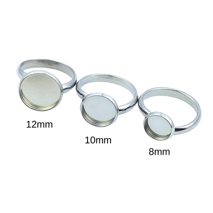 Stainless Steel Bezel Ring Blank, DIY Jewelry Findings (8mm to 12mm)