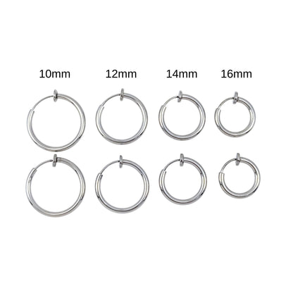 10pcs Stainless Steel Clip-on Hoop Earrings, No Pierce Jewelry