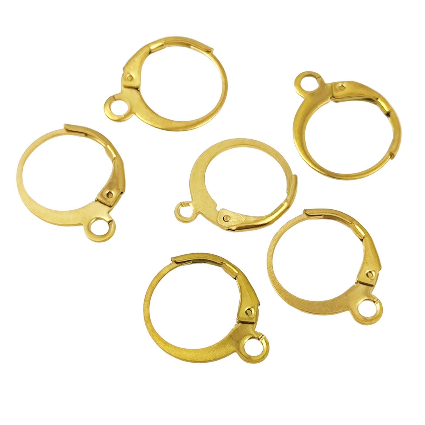 20/100pcs 18K Gold Plated Round Lever Back Ear Wire French Hinge Earrings Ear hook Connector Jewelry Findings Making