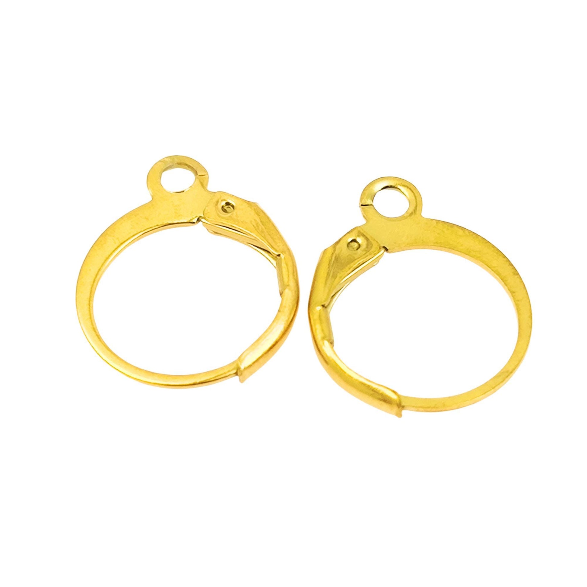 20/100pcs 18K Gold Plated Round Lever Back Ear Wire French Hinge Earrings Ear hook Connector Jewelry Findings Making