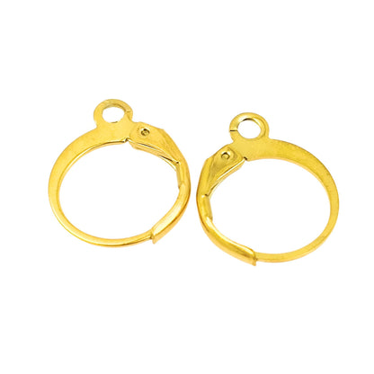 20/100pcs 18K Gold Plated Round Lever Back Ear Wire French Hinge Earrings Ear hook Connector Jewelry Findings Making
