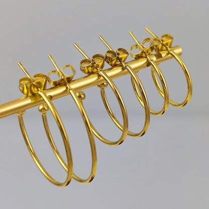 10pcs 15/20/25mm Gold Plated Stainless Steel Hoop C Shape Ball End Earrings Classic Earrings Lightweight Hoop Earrings With Backs DIY