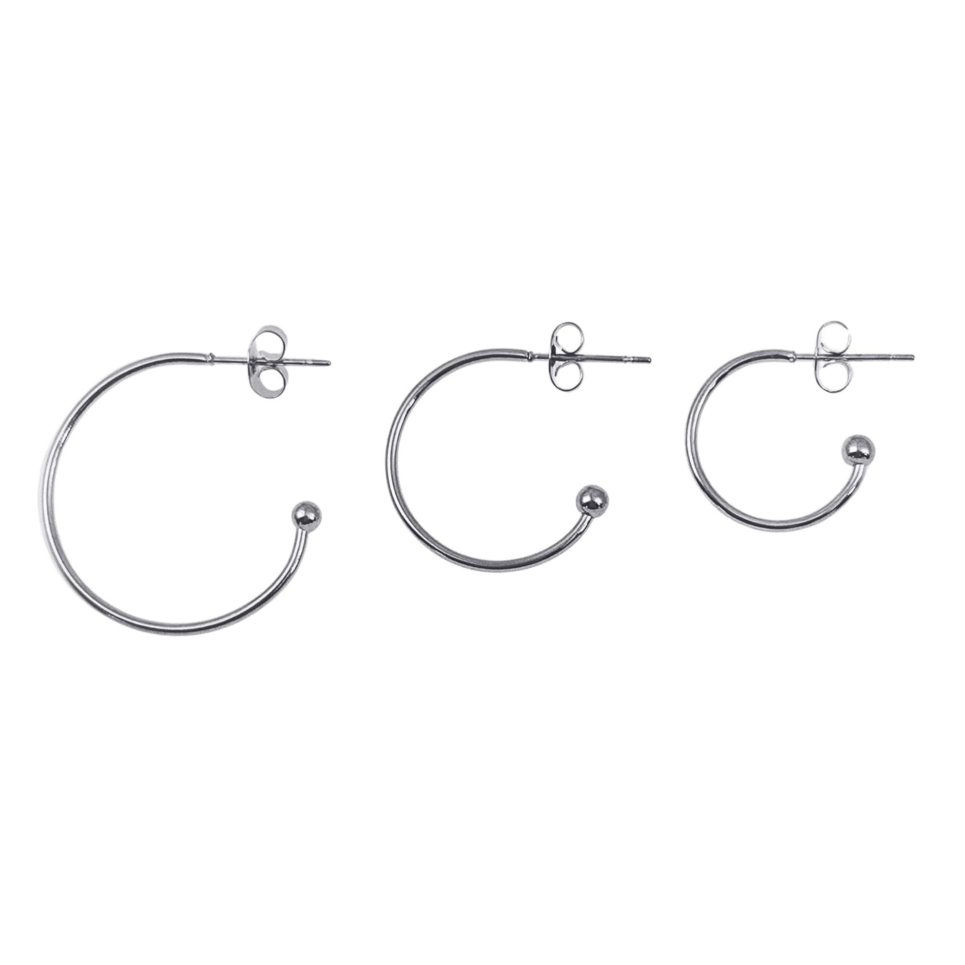 10pcs 15/20/25mm Stainless Steel Hoop C Shape Ball End Earrings Classic Earrings Lightweight Hoop Earrings With Backs DIY