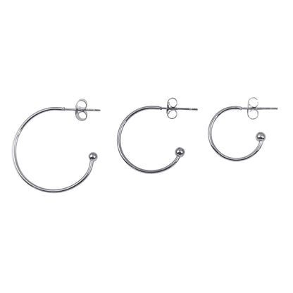 10pcs 15/20/25mm Stainless Steel Hoop C Shape Ball End Earrings Classic Earrings Lightweight Hoop Earrings With Backs DIY
