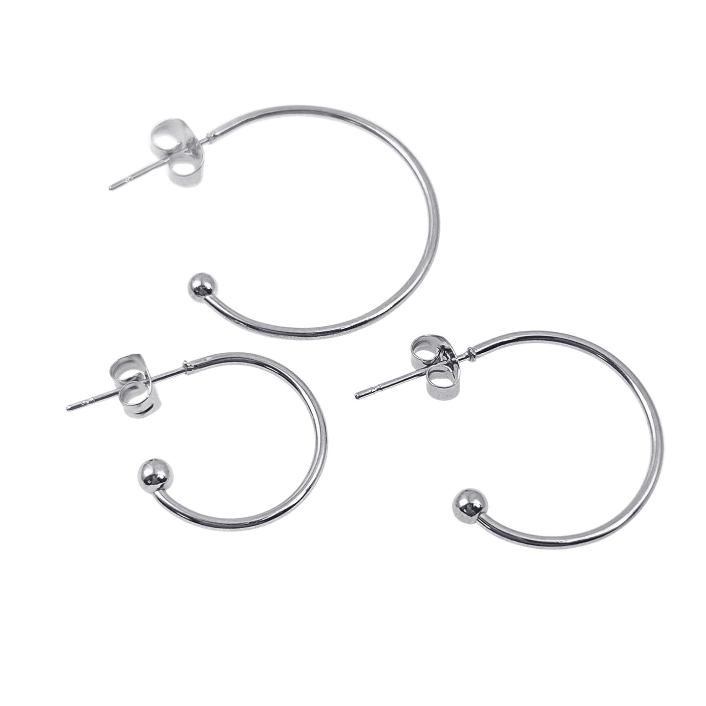10pcs 15/20/25mm Stainless Steel Hoop C Shape Ball End Earrings Classic Earrings Lightweight Hoop Earrings With Backs DIY