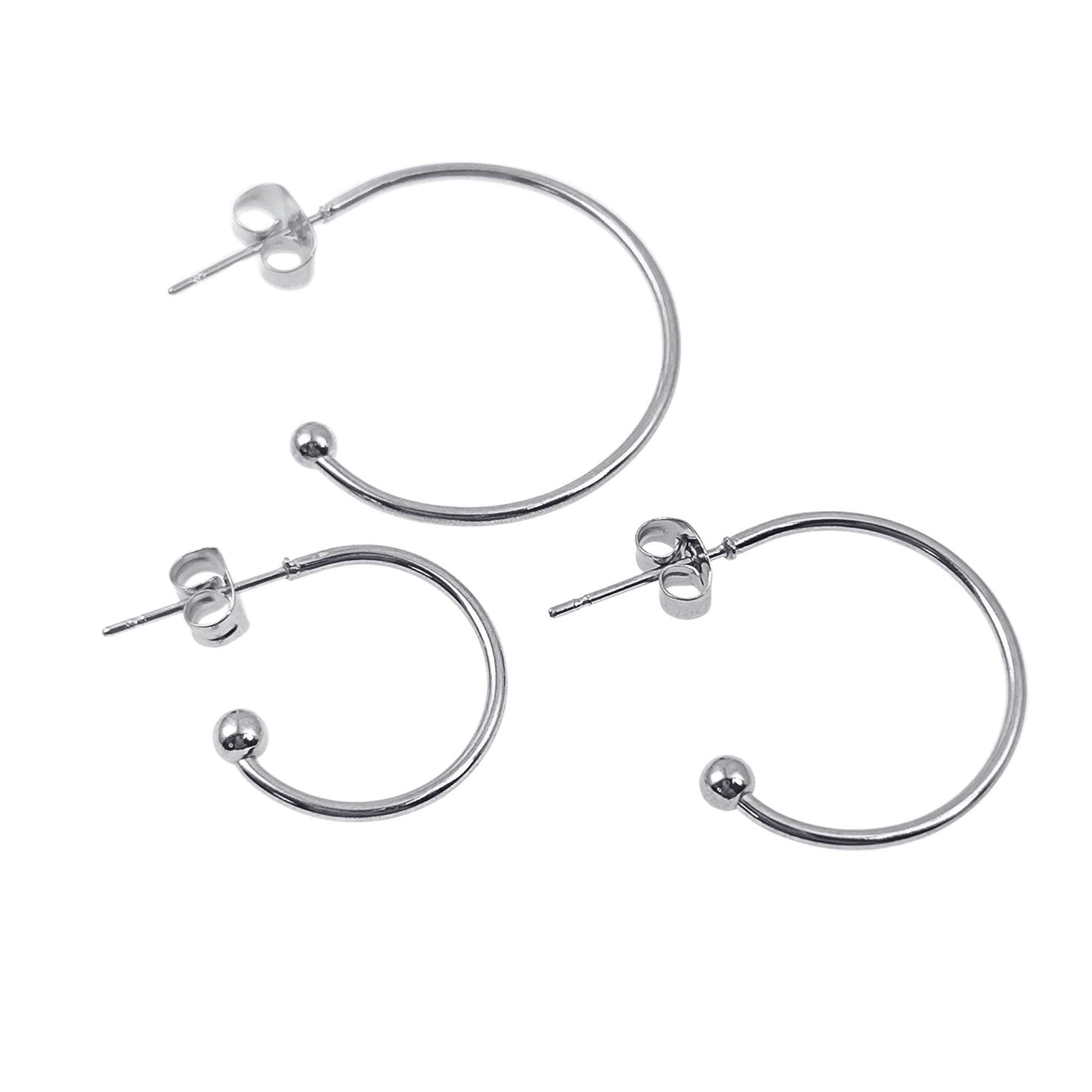 10pcs 15/20/25mm Stainless Steel Hoop C Shape Ball End Earrings Classic Earrings Lightweight Hoop Earrings With Backs DIY