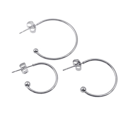 10pcs 15/20/25mm Stainless Steel Hoop C Shape Ball End Earrings Classic Earrings Lightweight Hoop Earrings With Backs DIY