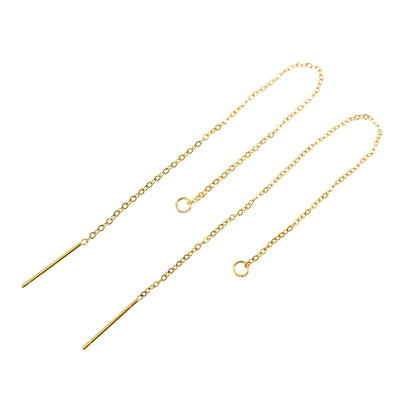 Stainless Steel Ear Thread O link Dangle Chain Ear Threader Earrings Pull Through Earring Hypoallergenic 5 pairs / 25 pairs