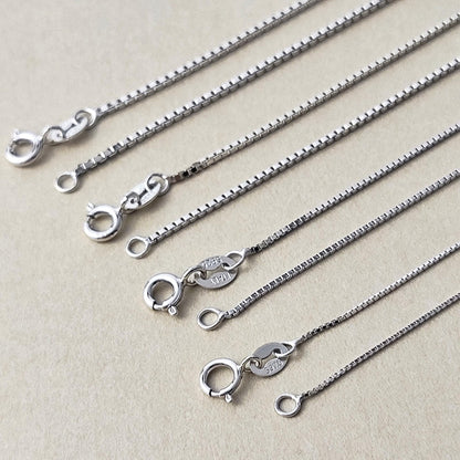 Dainty 925 Sterling Silver Blank Box Chain for Jewelry Making, Thin Finished Necklace Chain Bulk, Tarnish Resistant Artisan Supplies