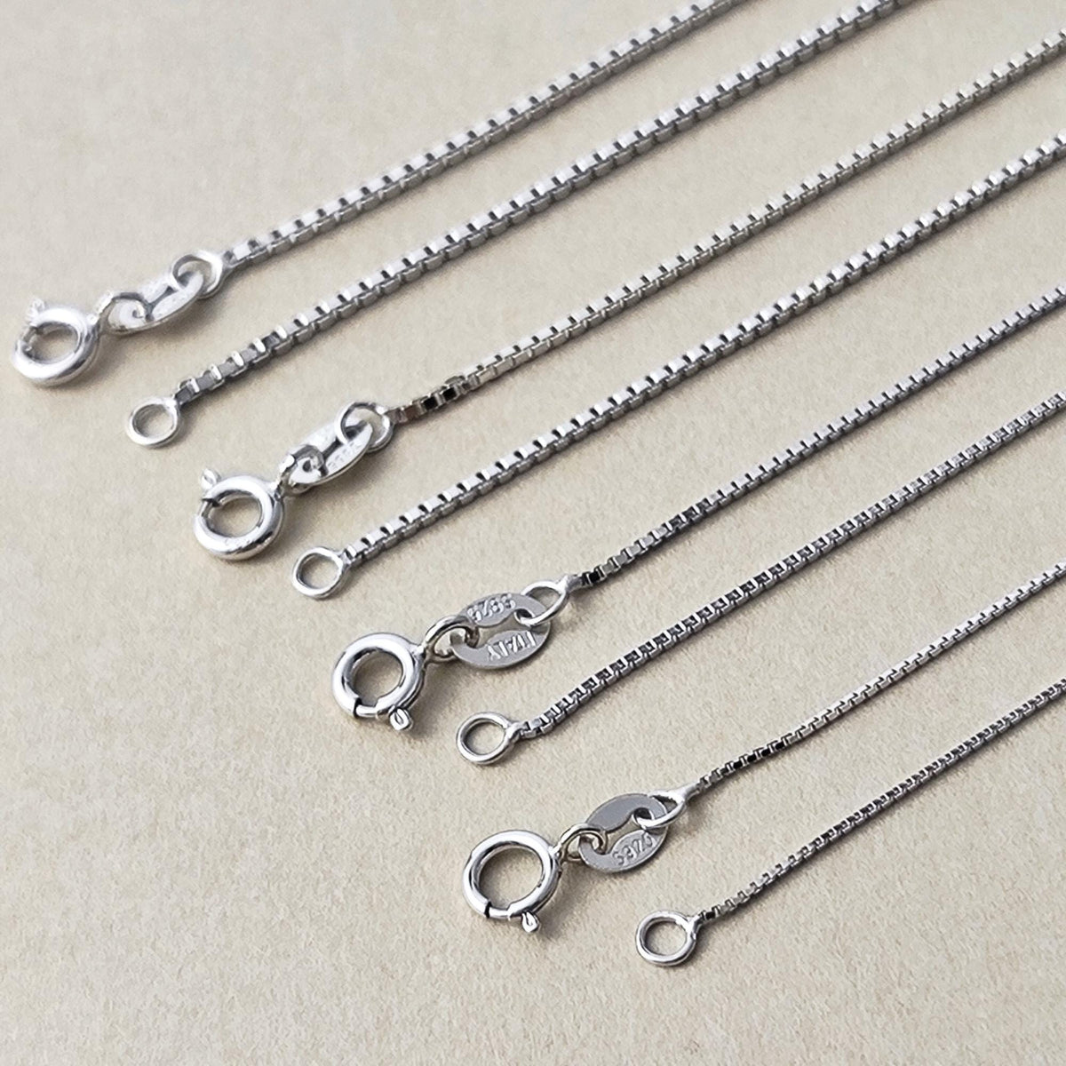 Dainty 925 Sterling Silver Blank Box Chain for Jewelry Making, Thin Finished Necklace Chain Bulk, Tarnish Resistant Artisan Supplies