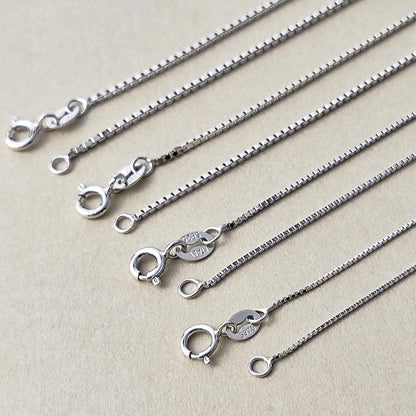 Dainty 925 Sterling Silver Blank Box Chain for Jewelry Making, Thin Finished Necklace Chain Bulk, Tarnish Resistant Artisan Supplies