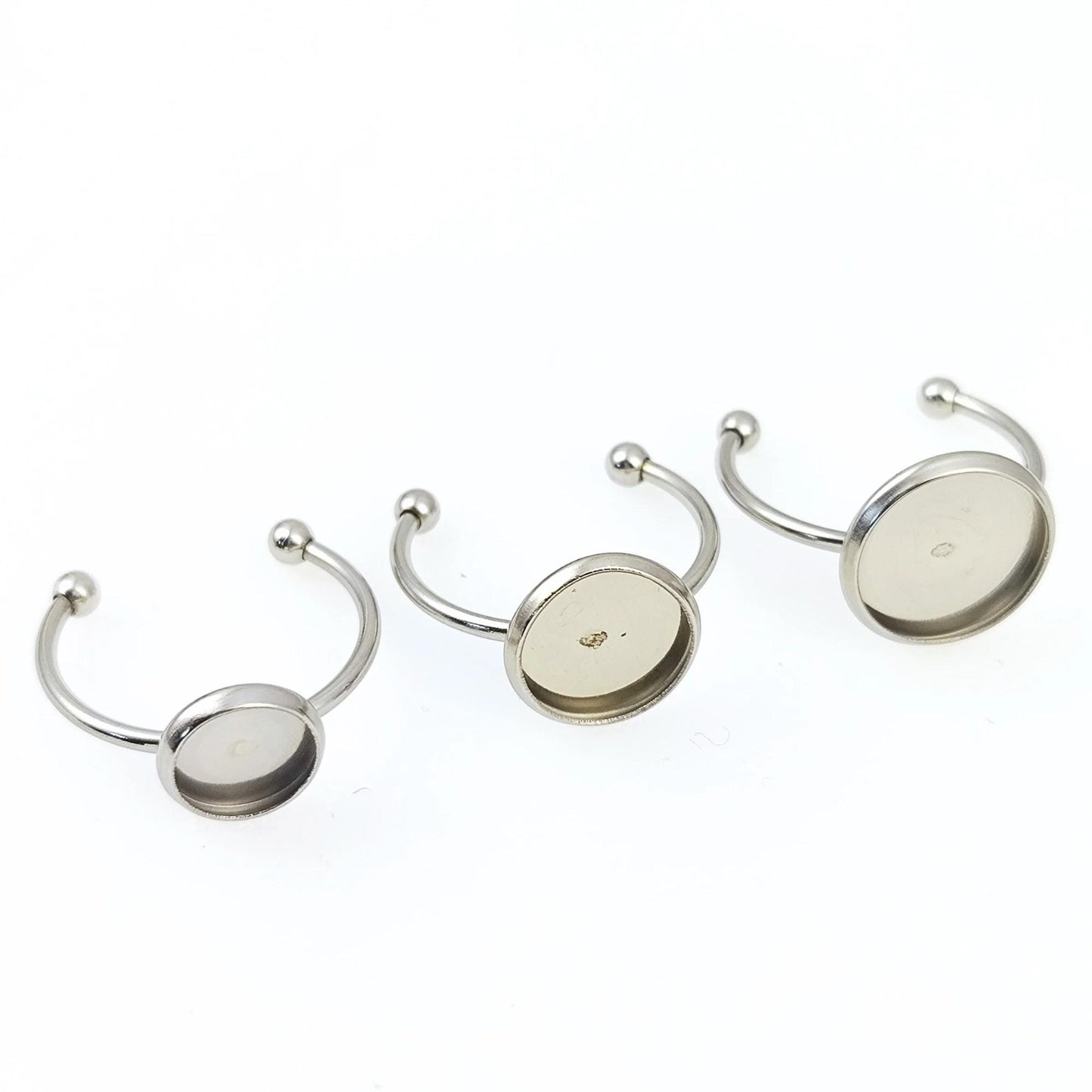 Stainless Steel Bezel Ring Blanks, DIY Jewelry Findings (8mm-12mm)