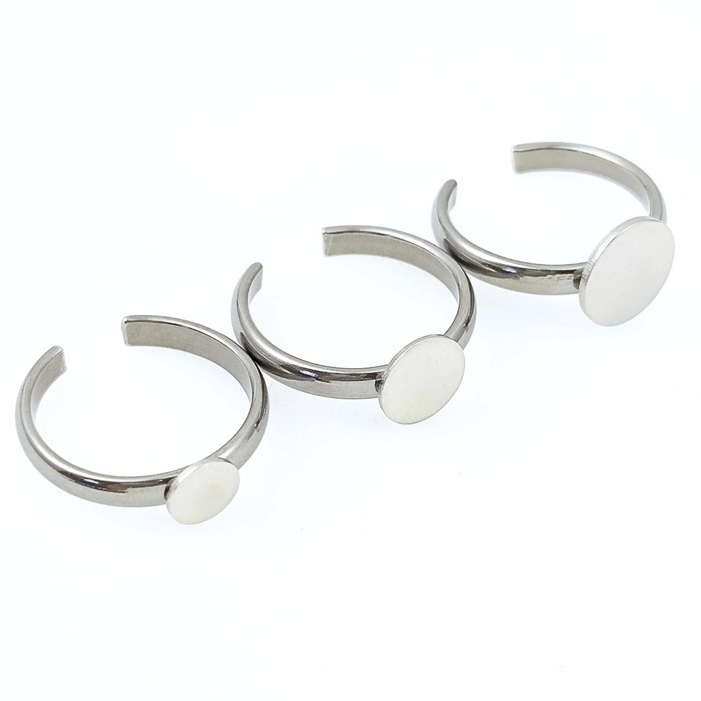 Stainless Steel Bezel Ring Blanks, 6-10mm Flat Round, DIY Jewelry Findings
