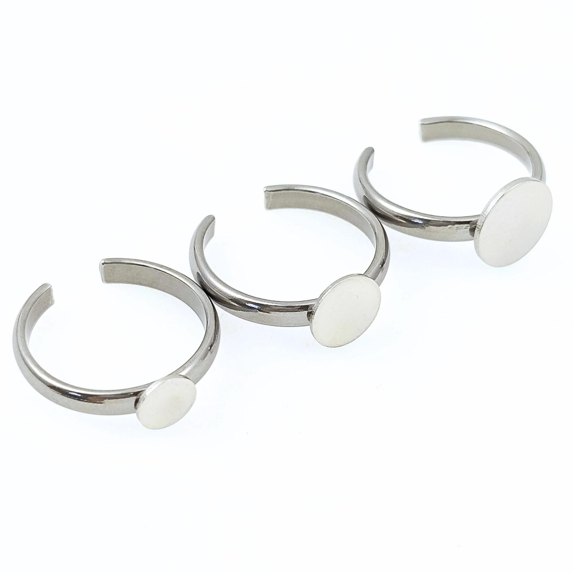 Stainless Steel Bezel Ring Blanks, 6-10mm Flat Round, DIY Jewelry Findings