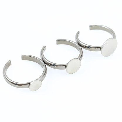 Stainless Steel Bezel Ring Blanks, 6-10mm Flat Round, DIY Jewelry Findings