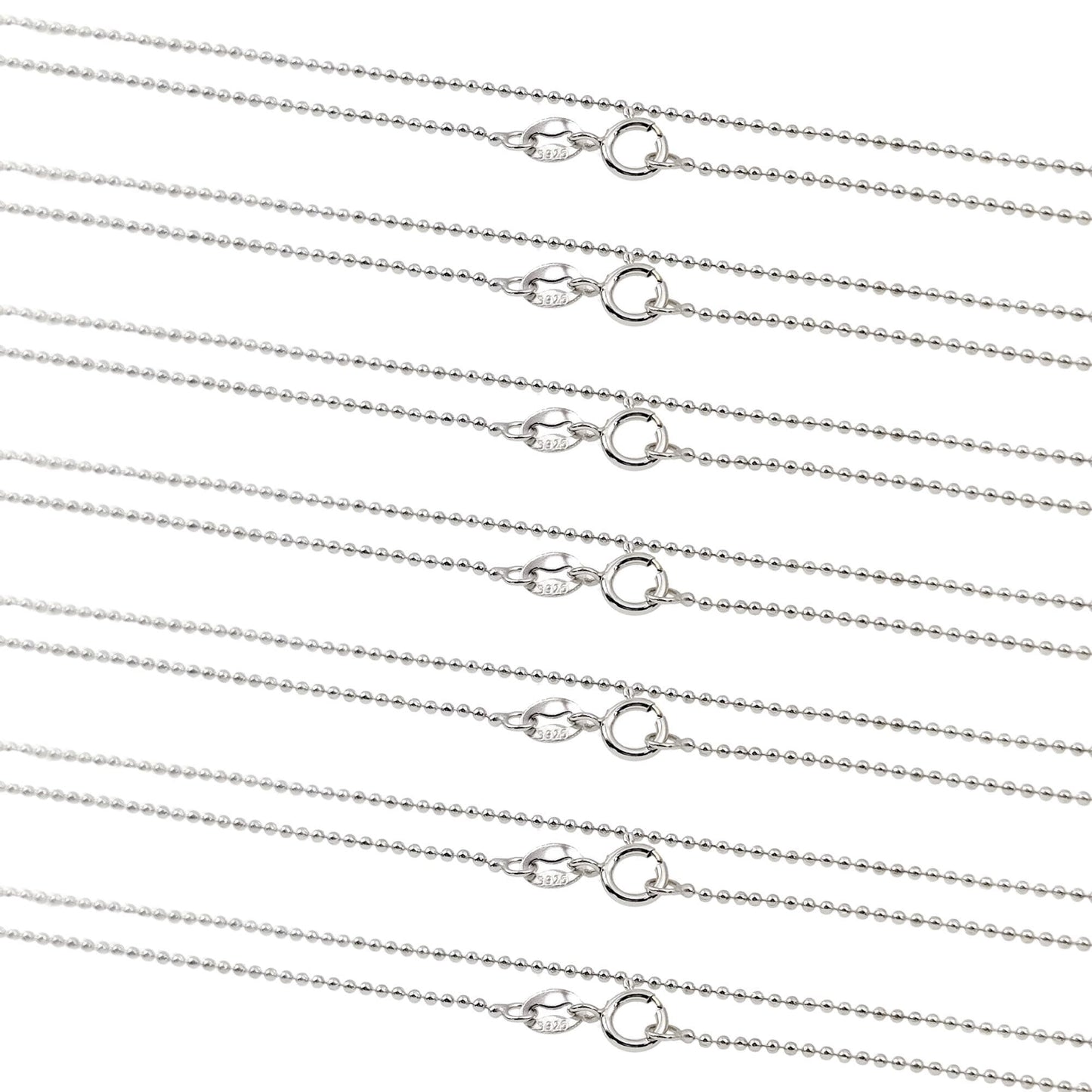 Solid 925 Sterling Silver Ball Chain Necklace for Pendants, Hypoallergenic Tarnish Resistant Ball Chain Wholesale DIY Jewelry Supplies