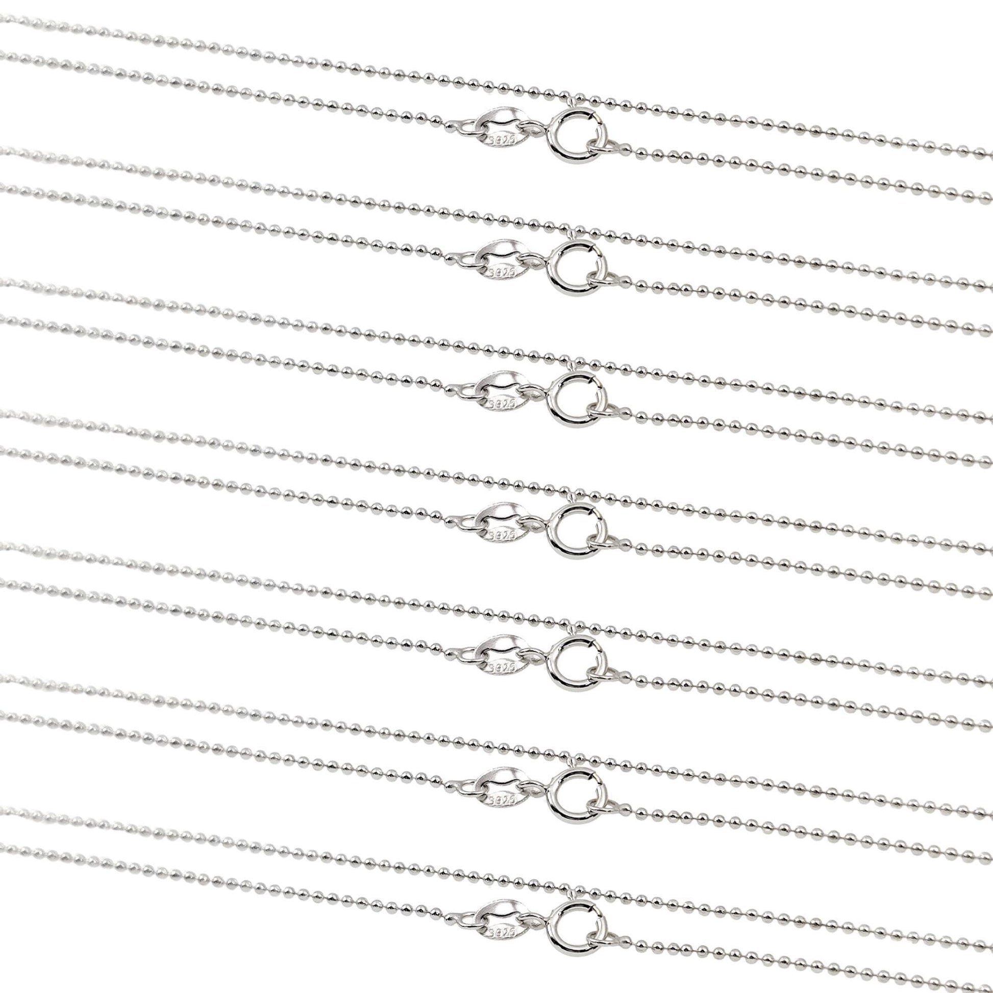 Solid 925 Sterling Silver Ball Chain Necklace for Pendants, Hypoallergenic Tarnish Resistant Ball Chain Wholesale DIY Jewelry Supplies