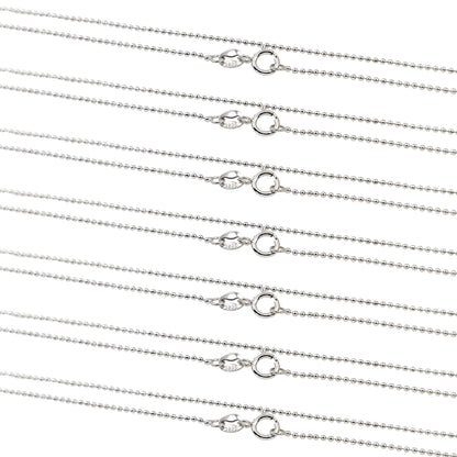 Solid 925 Sterling Silver Ball Chain Necklace for Pendants, Hypoallergenic Tarnish Resistant Ball Chain Wholesale DIY Jewelry Supplies
