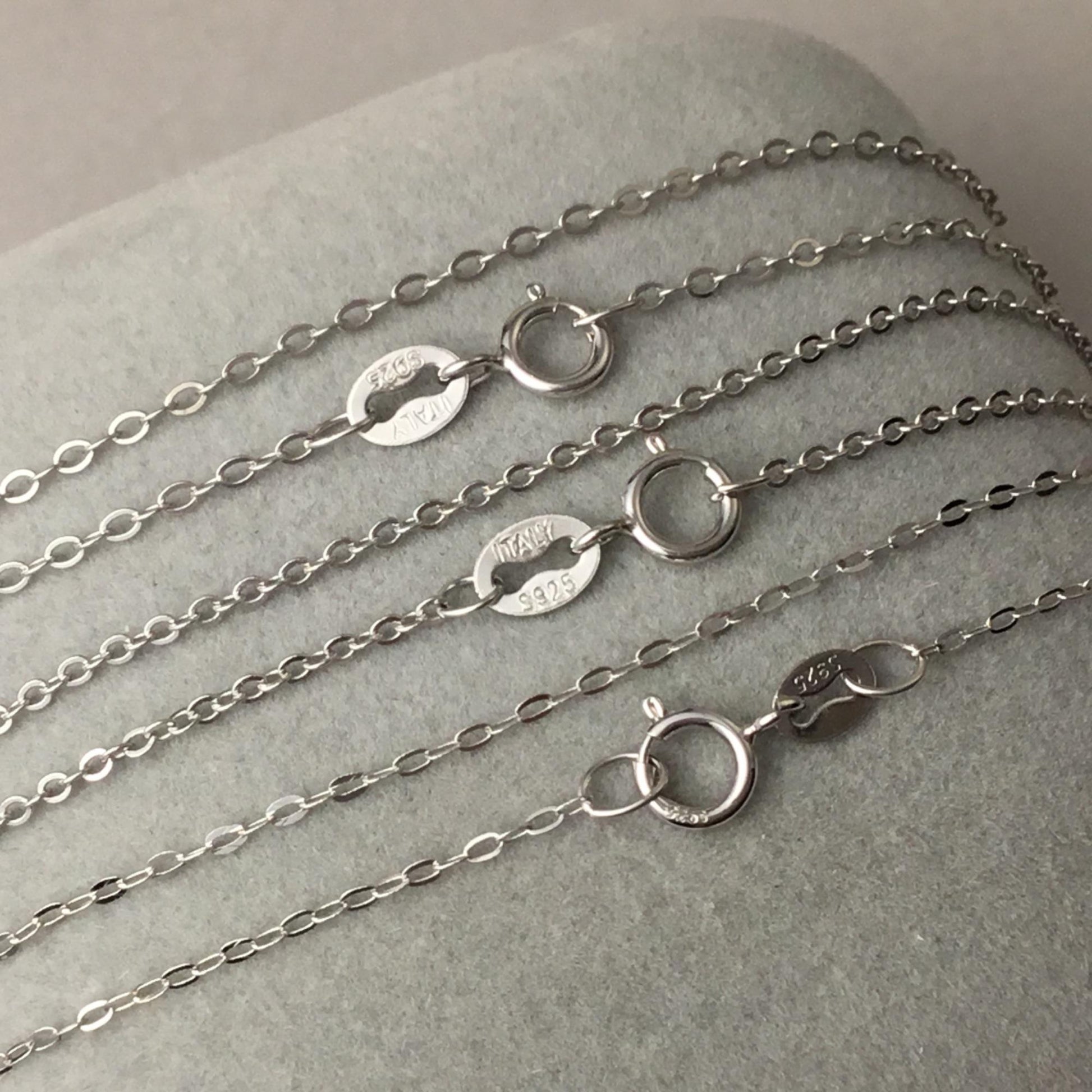 Solid 925 Sterling Silver Cable Chain Necklace for Pendants, Hypoallergenic Tarnish Resistant Cable Chain Wholesale DIY Jewelry Supplies