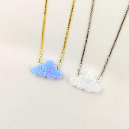 Opal Cloud Sterling Silver Necklace, Fire White Opal necklace, Fire Blue Opal Necklace Cloud Opal Necklace, Opal Cloud Pendant Necklace