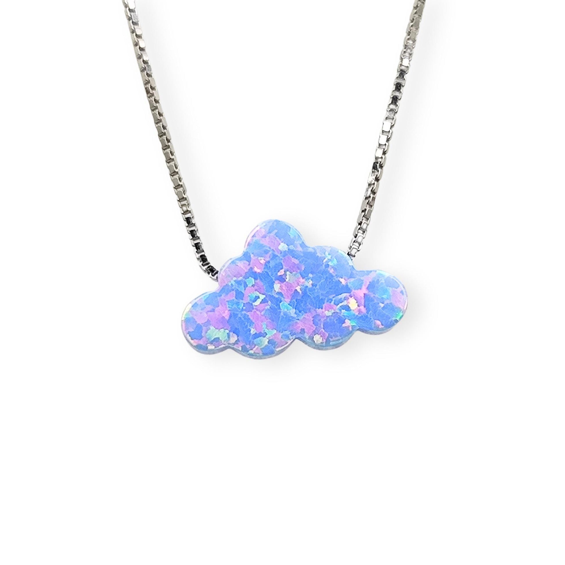 Opal Cloud Sterling Silver Necklace, Fire White Opal necklace, Fire Blue Opal Necklace Cloud Opal Necklace, Opal Cloud Pendant Necklace