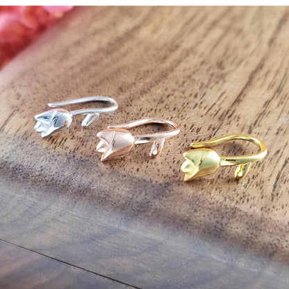 925 Sterling Silver Tulip Drop Earrings, Tulip Flower Hook Earrings, Flower Dangle Earrings, Bridesmaid Gift, Gift for Her