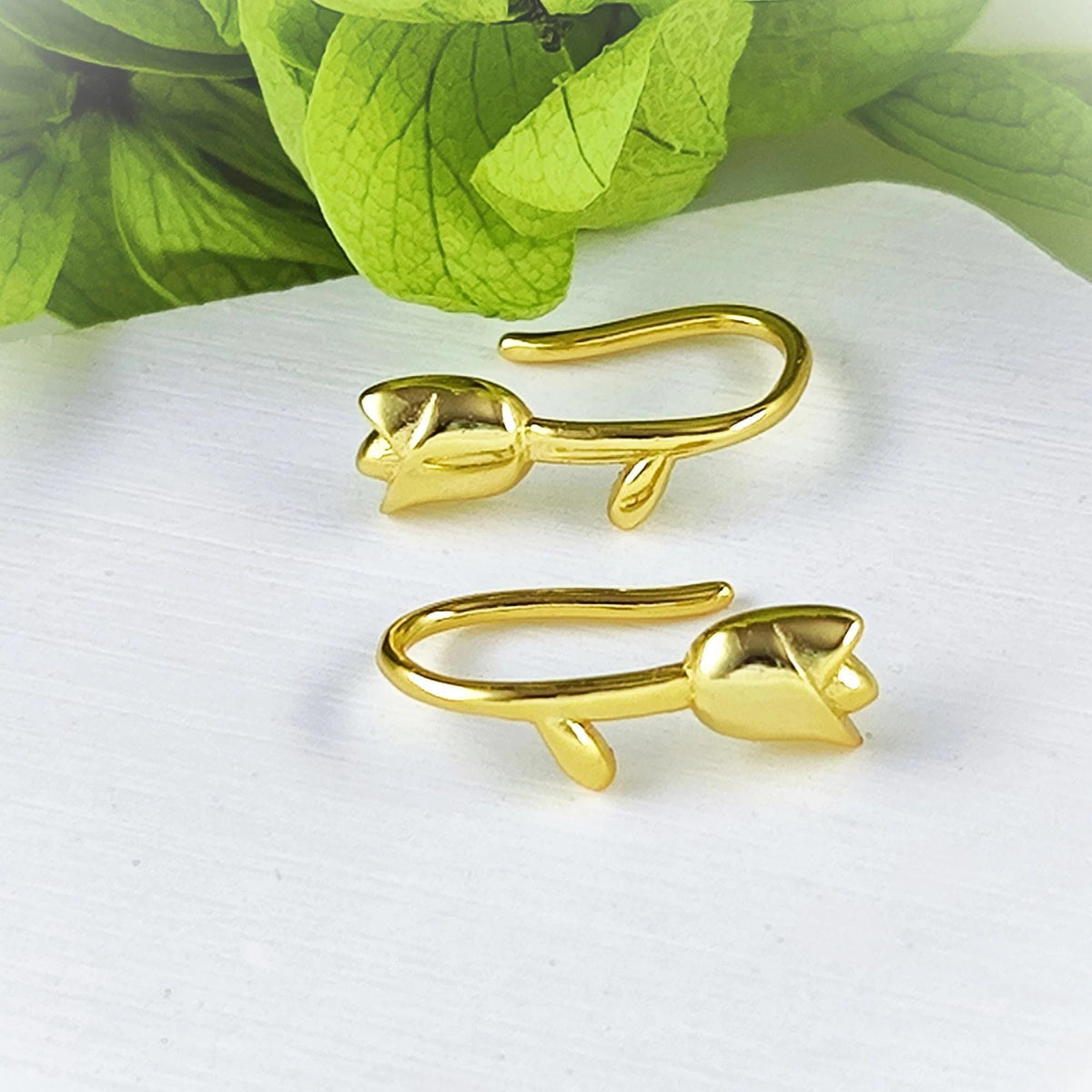 925 Sterling Silver Tulip Drop Earrings, Tulip Flower Hook Earrings, Flower Dangle Earrings, Bridesmaid Gift, Gift for Her