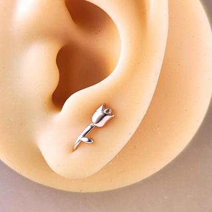 925 Sterling Silver Tulip Drop Earrings, Tulip Flower Hook Earrings, Flower Dangle Earrings, Bridesmaid Gift, Gift for Her