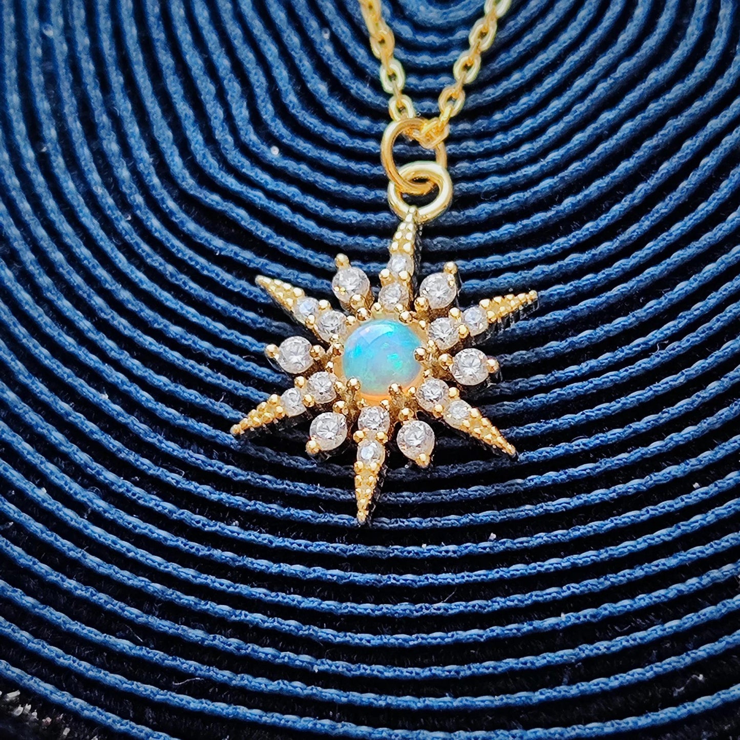 White Opal Starburst Pendant Necklace Snow Flake Opal Necklace Celestial Minimalist Necklace Crystal Star Necklace Birthstone Opal Necklace