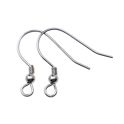 925 Sterling Silver Coil with Bead Earring Hook French Wire Earring Findings Hook Ear Wire Earrings Jewelry Making Earrings Style #1